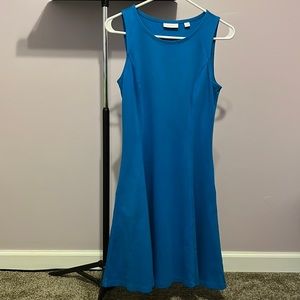 Blue sleeveless midi dress